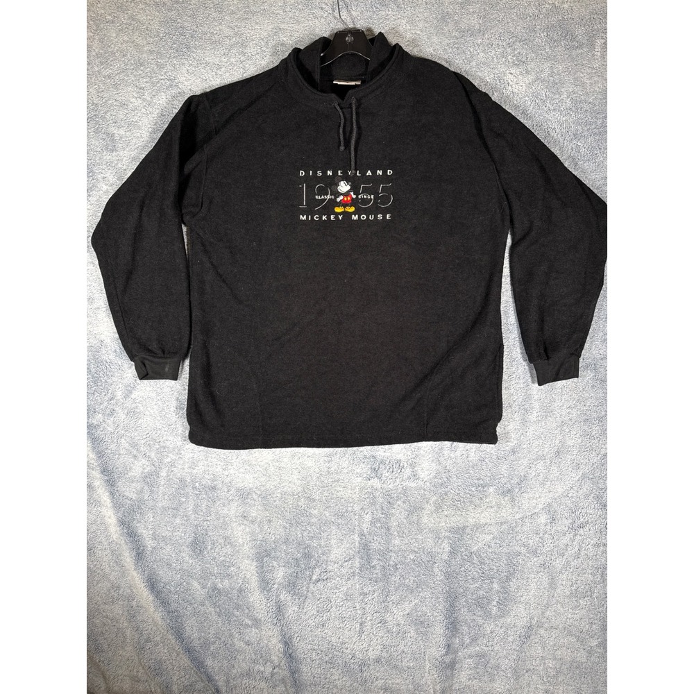 Vintage Disneyland Mickey Mouse Fleece Pullover Black 1955‎ Classic Large USA